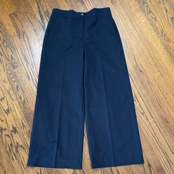 B25 J. Crew Women 12 Midnight Blue Wide-Leg Trousers Office Business Prep - Picture 1 of 6